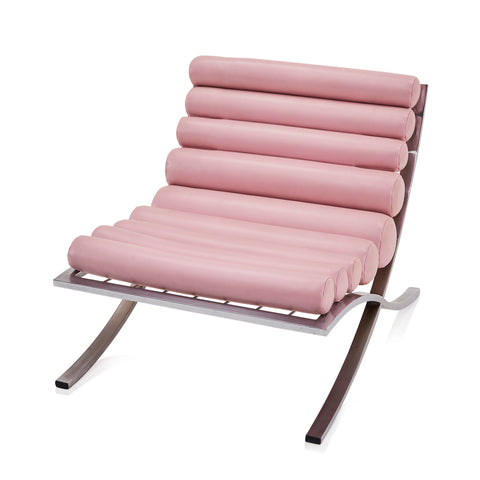 Pink Leather Roll Lounge Chair