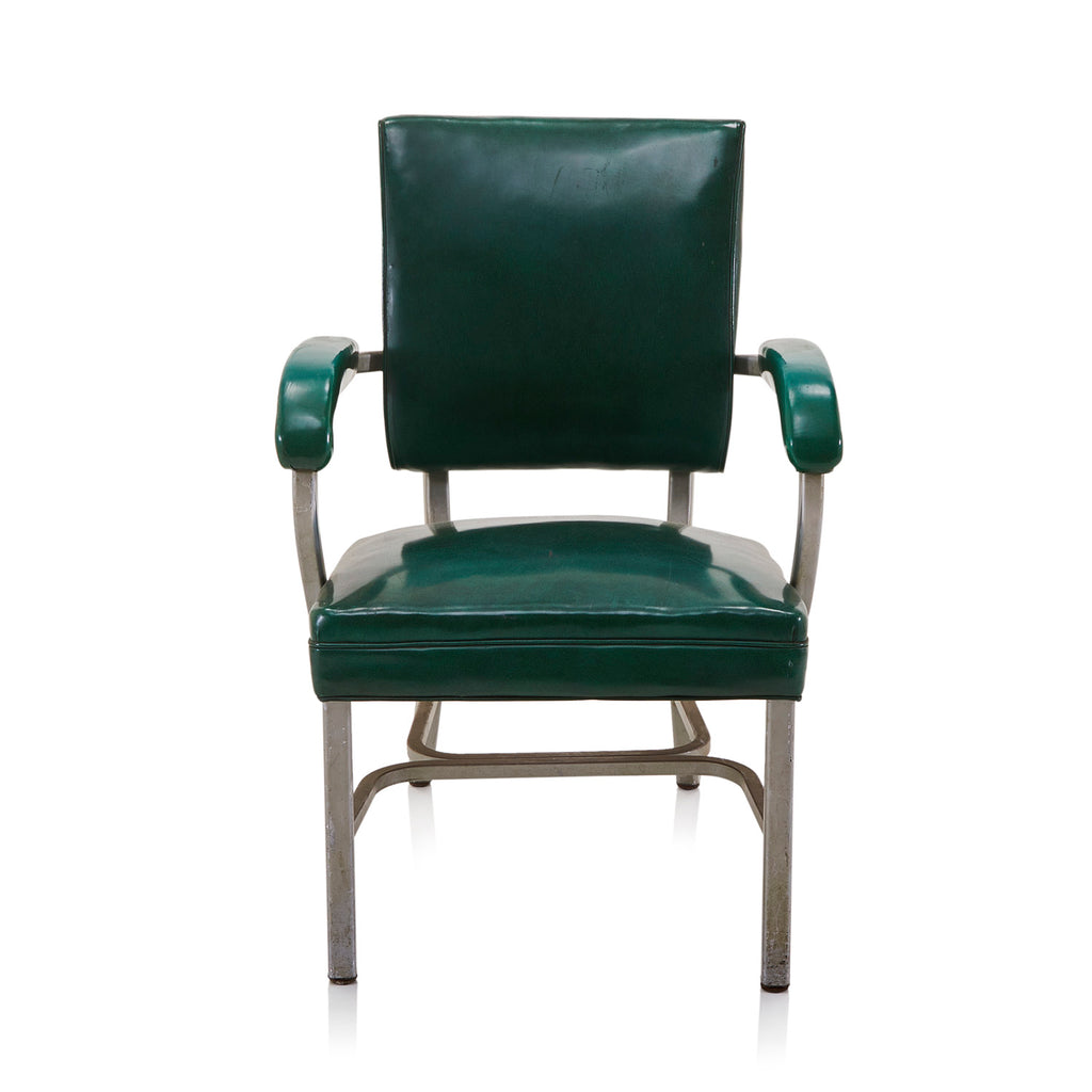 Green Vinyl and Metal Arm Chair