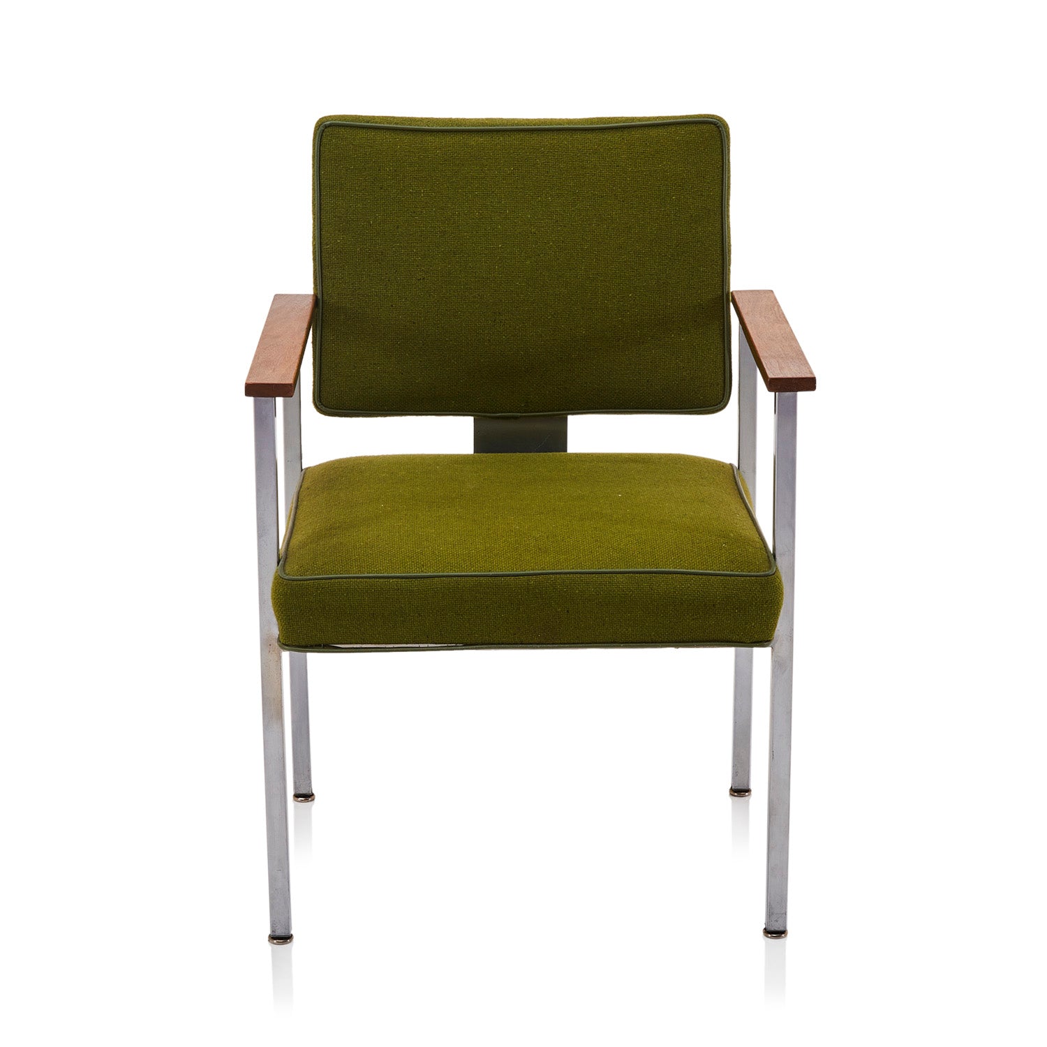 Green Vintage Office Side Chair w Wood Armrests Gil & Roy Props