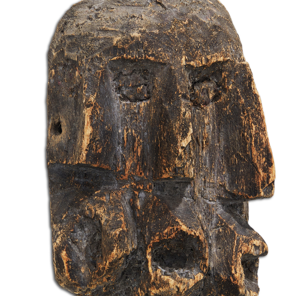 Wood Carved Three Faced Primitive Mask