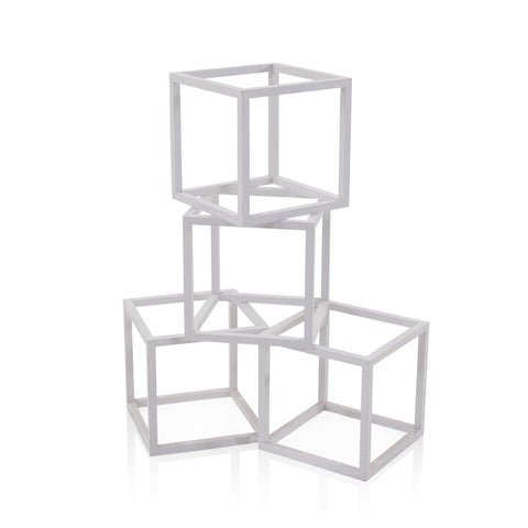Set of 4 White Wood Cubes