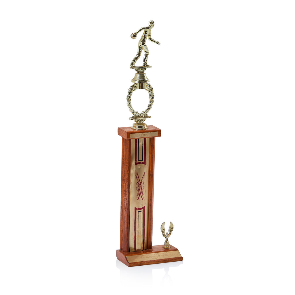 Wood and Gold Bowling Trophy