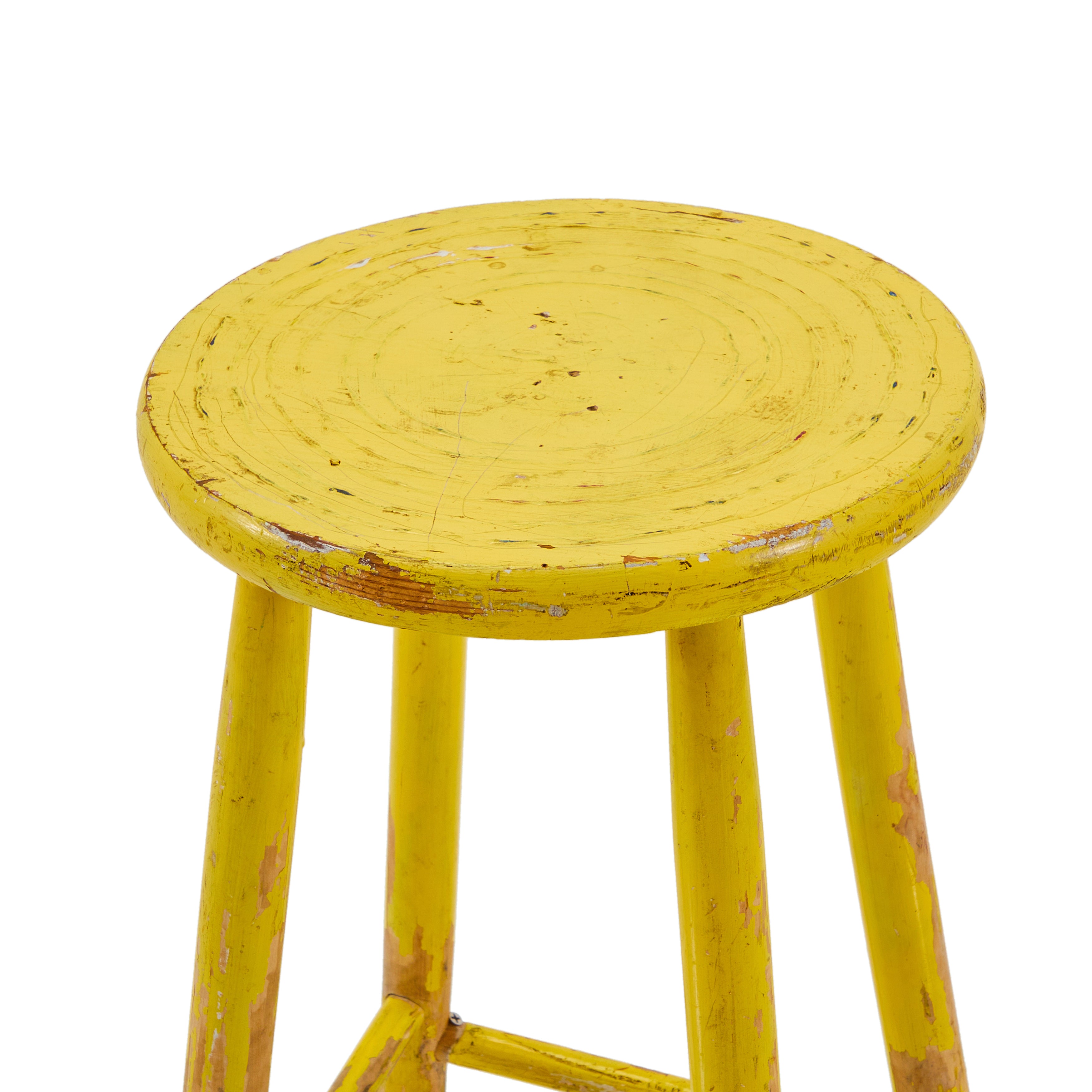 Yellow Rustic Stool Gil & Roy Props