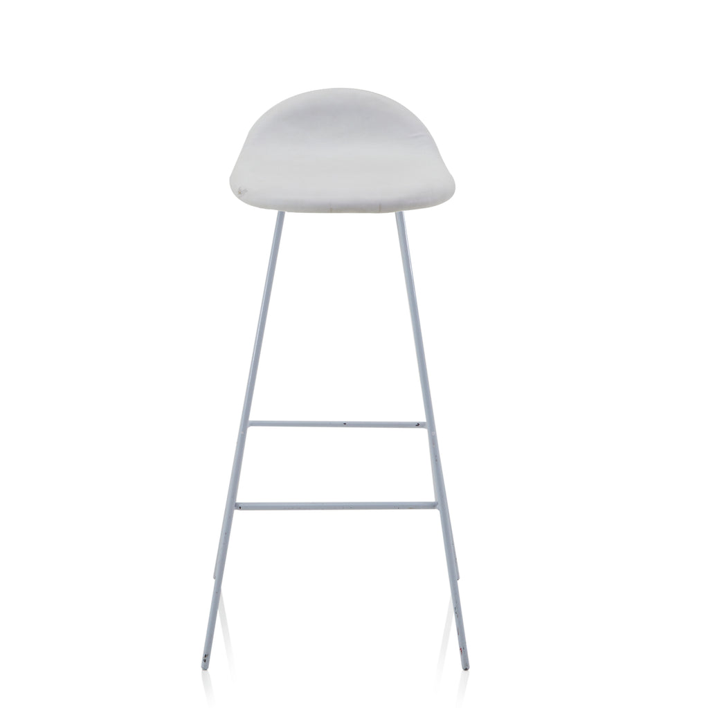 White Simple Stool with Curved Seat