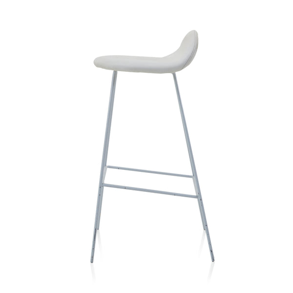 White Simple Stool with Curved Seat - Gil & Roy Props