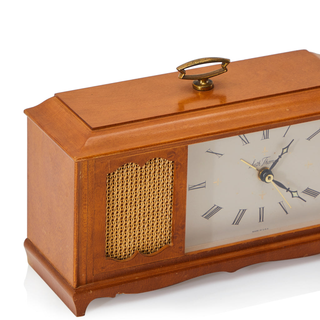 Wood Table Clock with Cane Detail