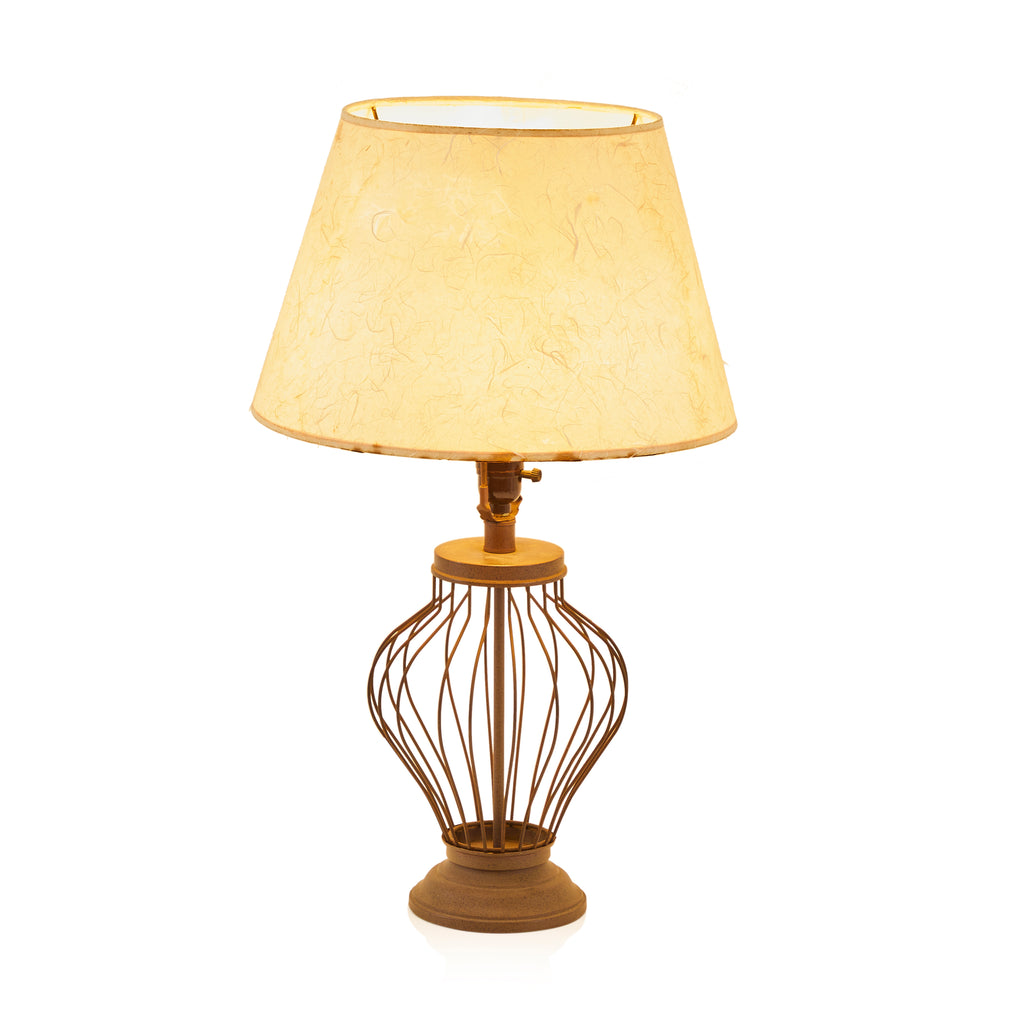 Brown Metal Wire Cage Table Lamp