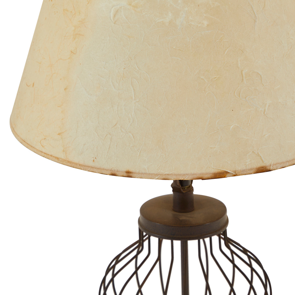 Brown Metal Wire Cage Table Lamp