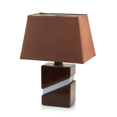 Wood and Chrome Table Lamp
