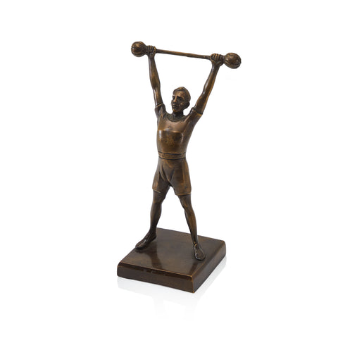 Bronze Vintage Weight Lifting Trophy Statue