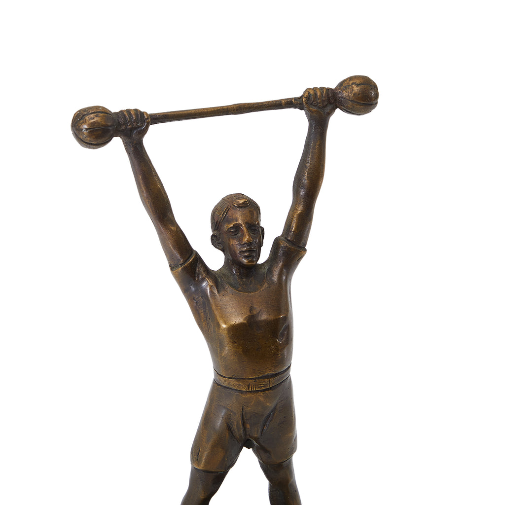 Bronze Vintage Weight Lifting Trophy Statue