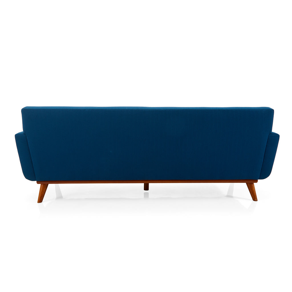 Blue Button Tufted Mid Century Modern Sofa