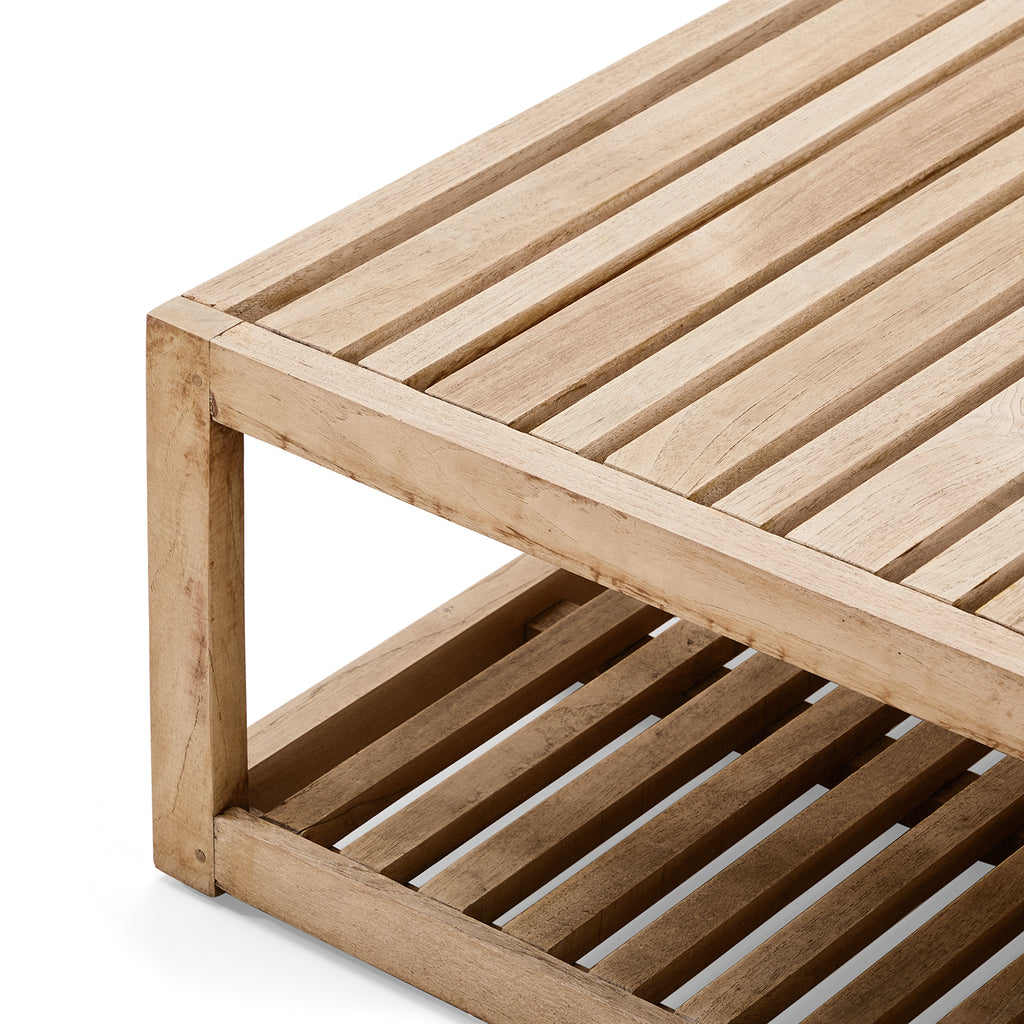 Slatted Natural Wood Coffee Table