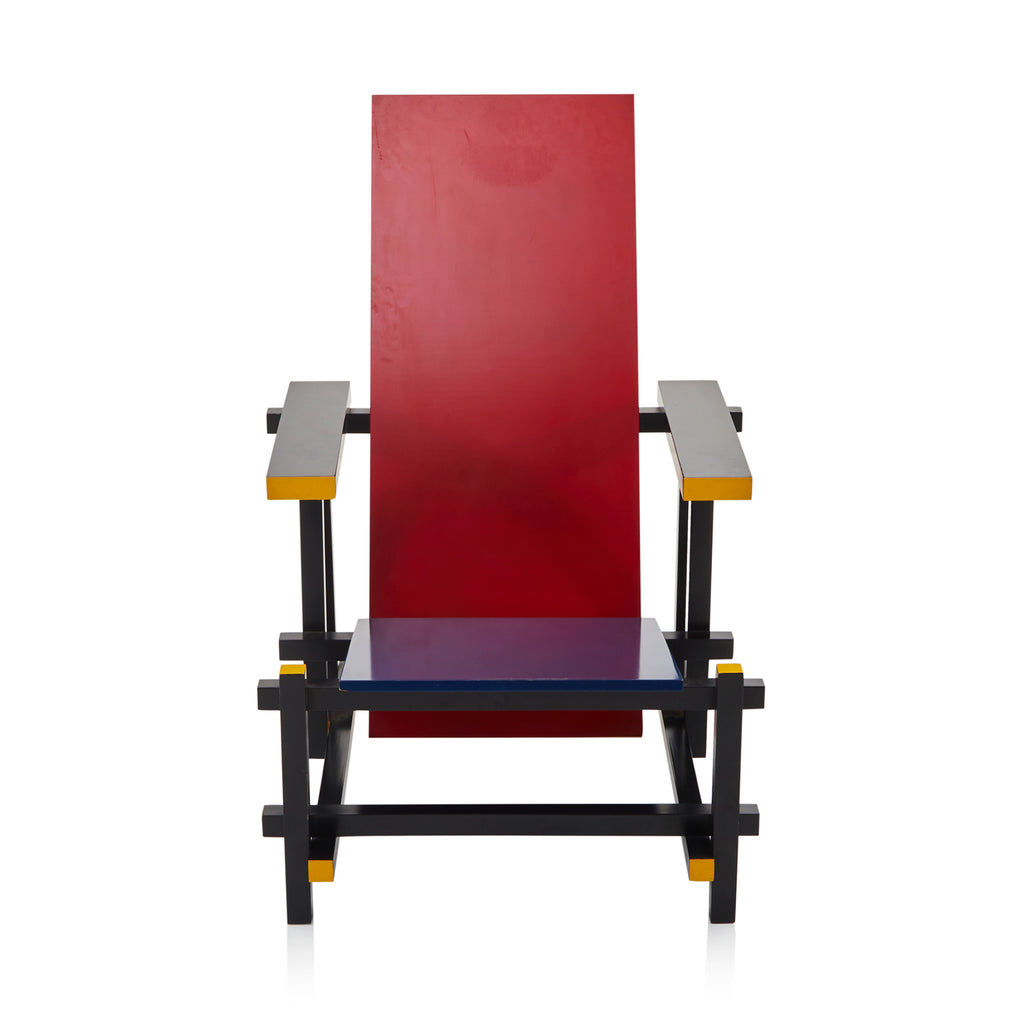 Red & Black Memphis Abstract Wood Armchair