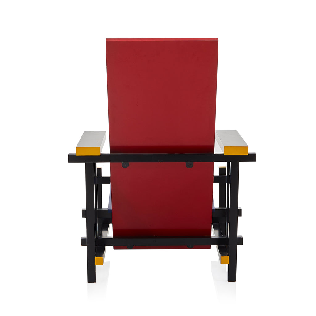 Red & Black Memphis Abstract Wood Armchair