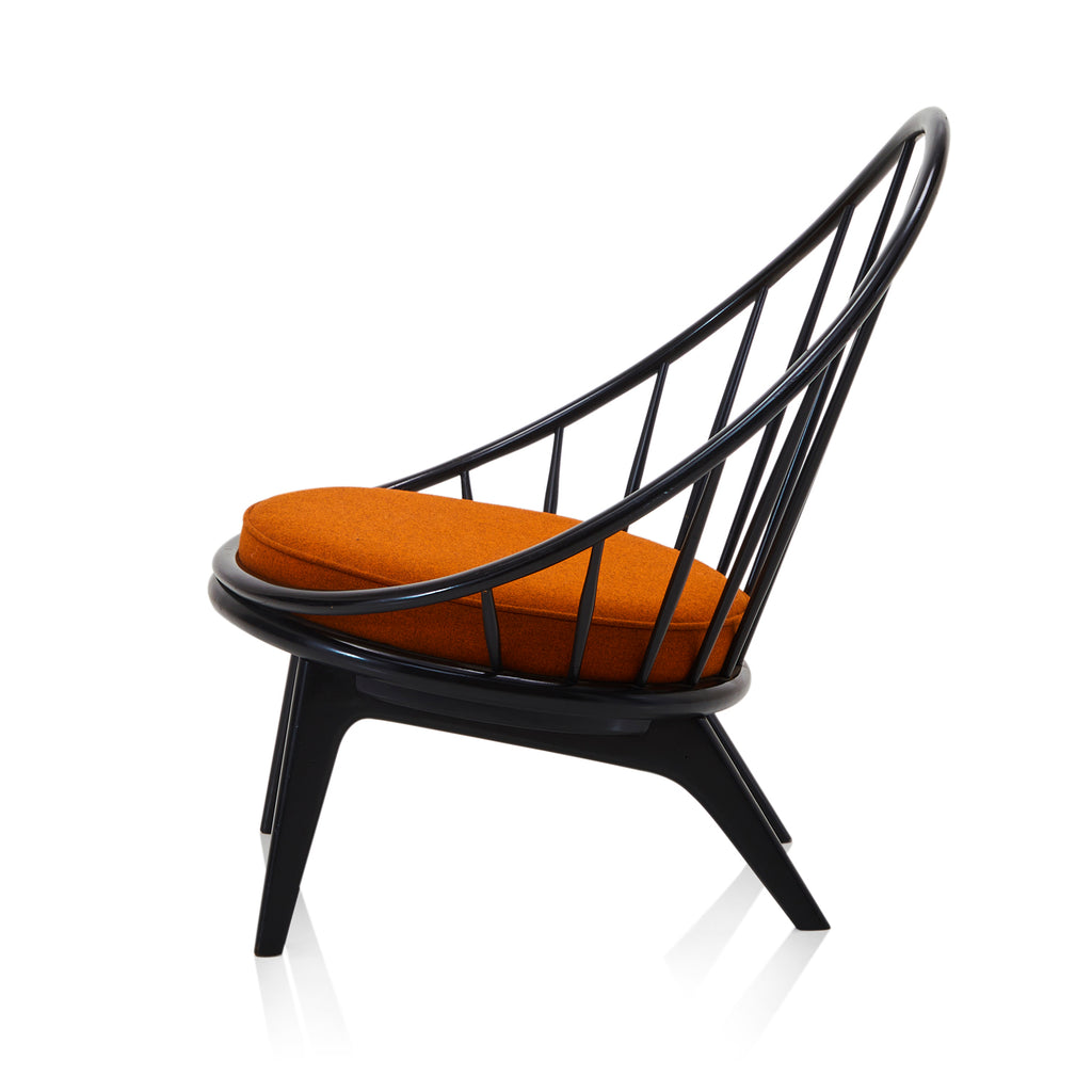 Black & Orange Round Spindle Back Lounge Chair