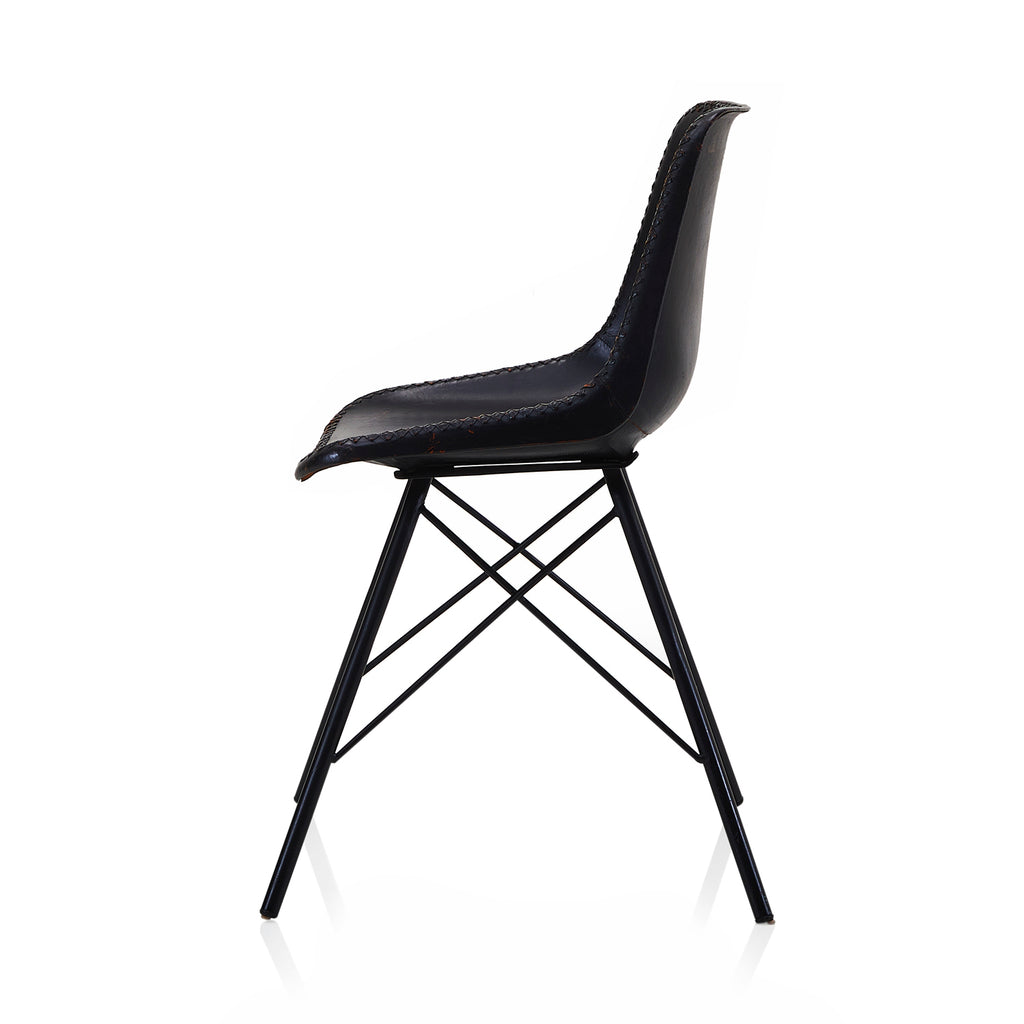 Black Saddle Leather Dining Chair