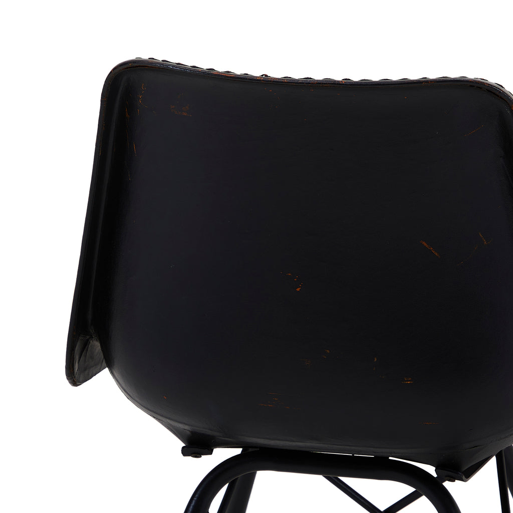 Black Saddle Leather Dining Chair