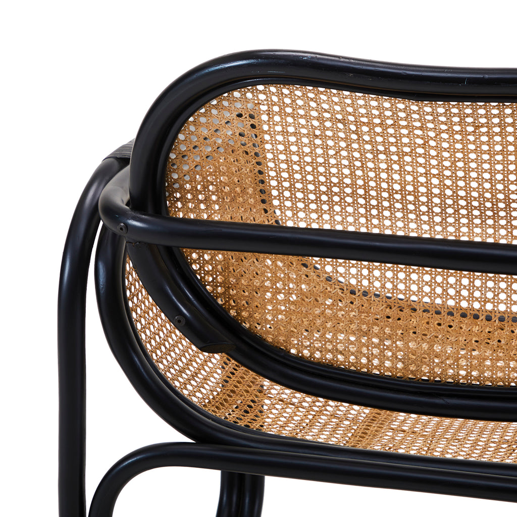 Black Rattan & Wicker Arm Chair