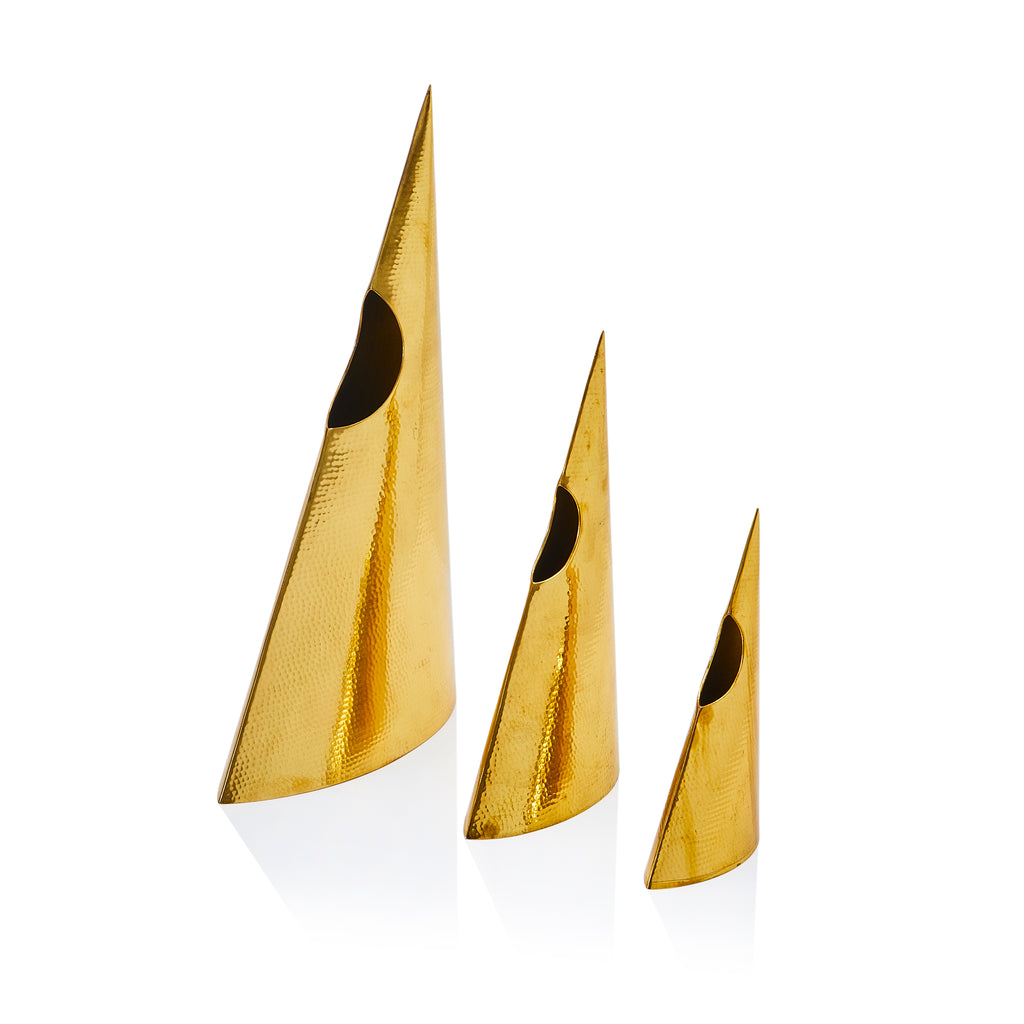 Small Golden Pointy Triangle Sculpture