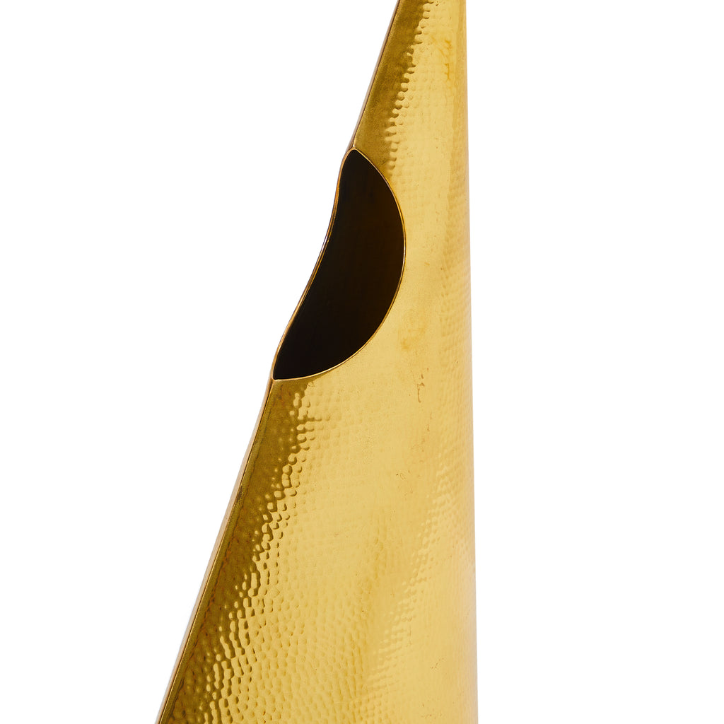 Large Golden Pointy Triangle Sculpture