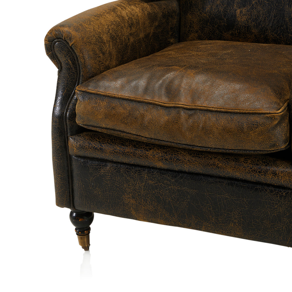 Black Crackle Leather Wingback Chair