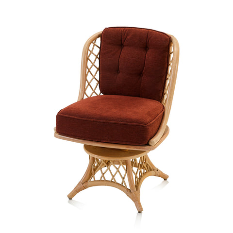 Red & Rattan Swivel Chair
