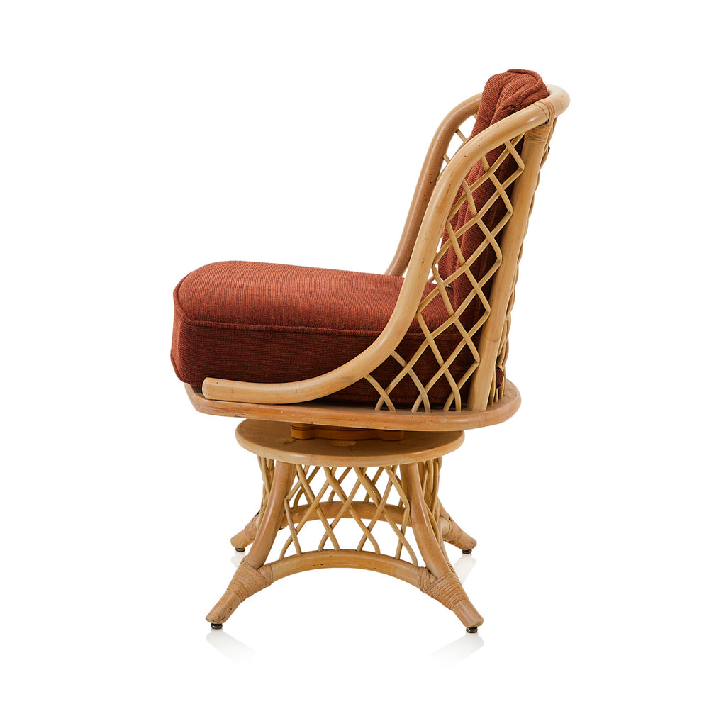 Red & Rattan Swivel Chair