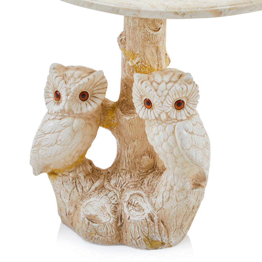 White Marble Baby Owl Side Table