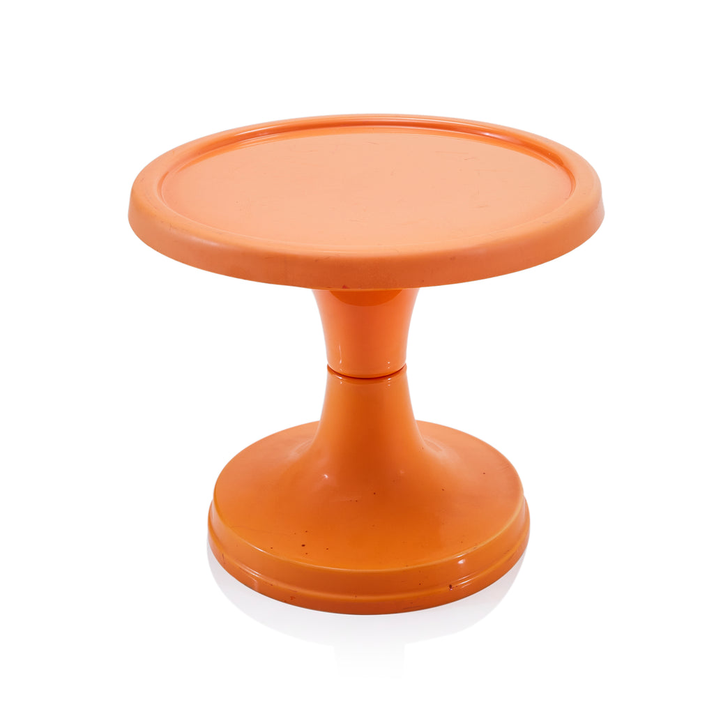 Small Round Orange Plastic Side Table