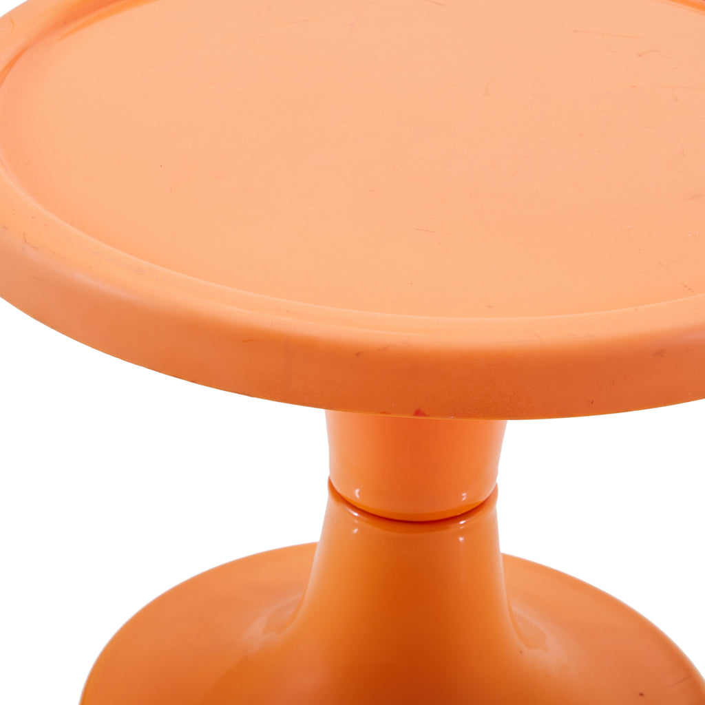 Small Round Orange Plastic Side Table