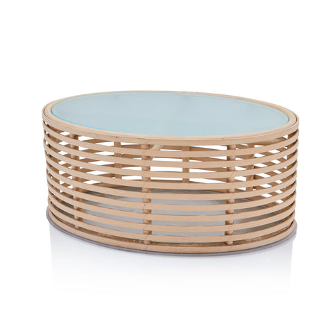 Large Outdoor Slatted Wood Side Table