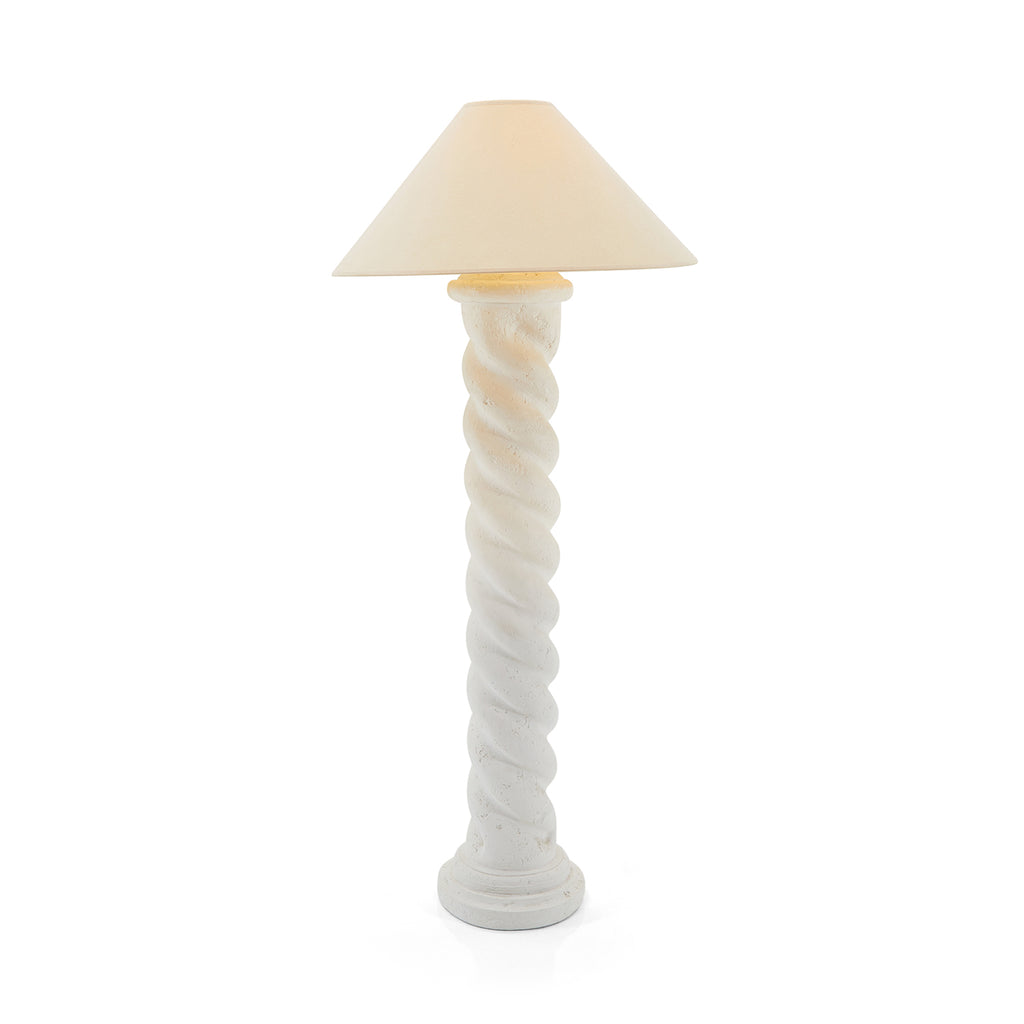 White Plaster Spiral Column Floor Lamp