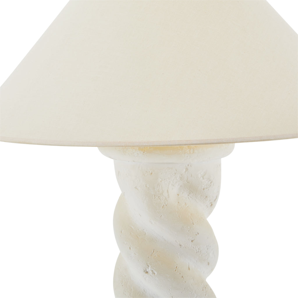 White Plaster Spiral Column Floor Lamp