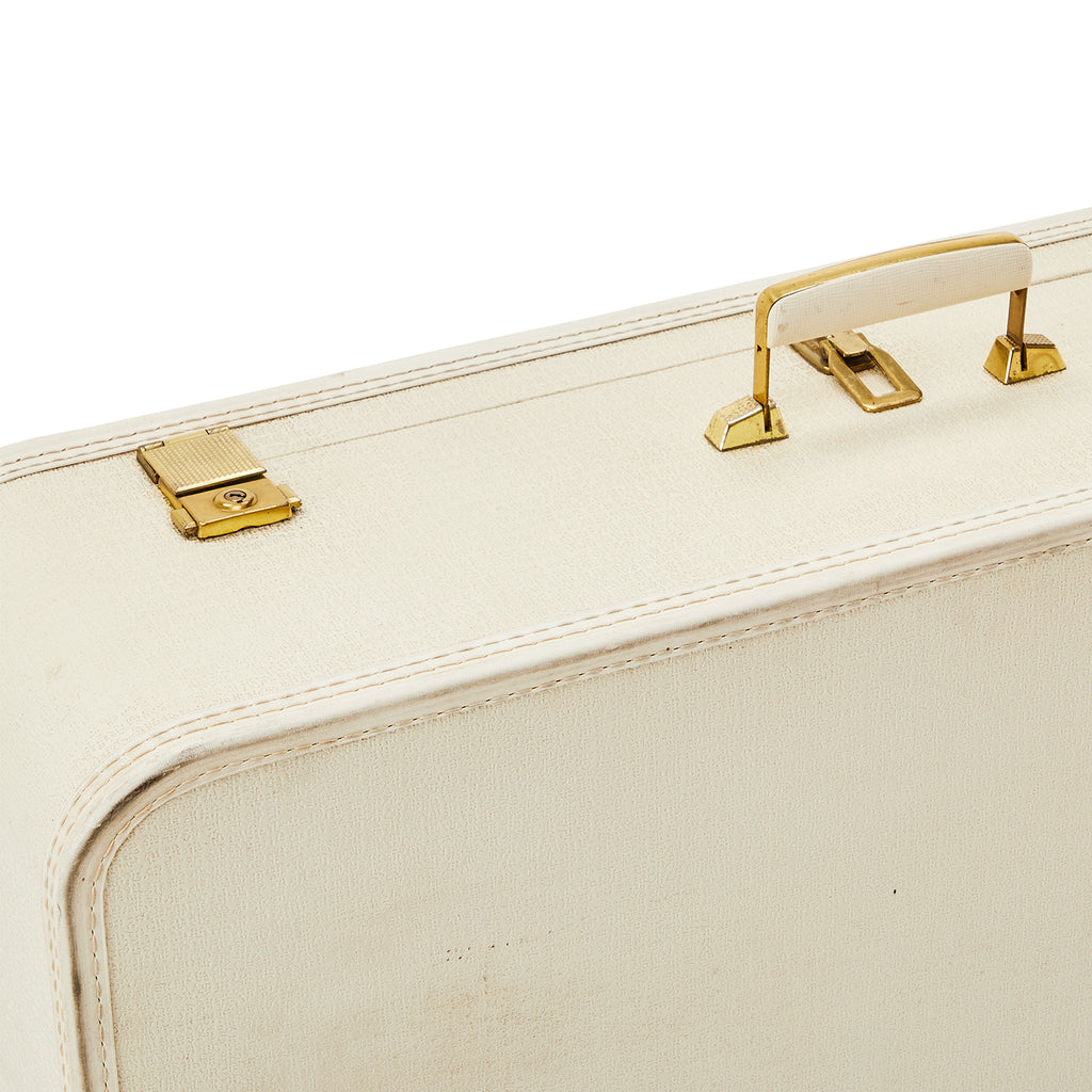 Large White Leather Starline Suitcase