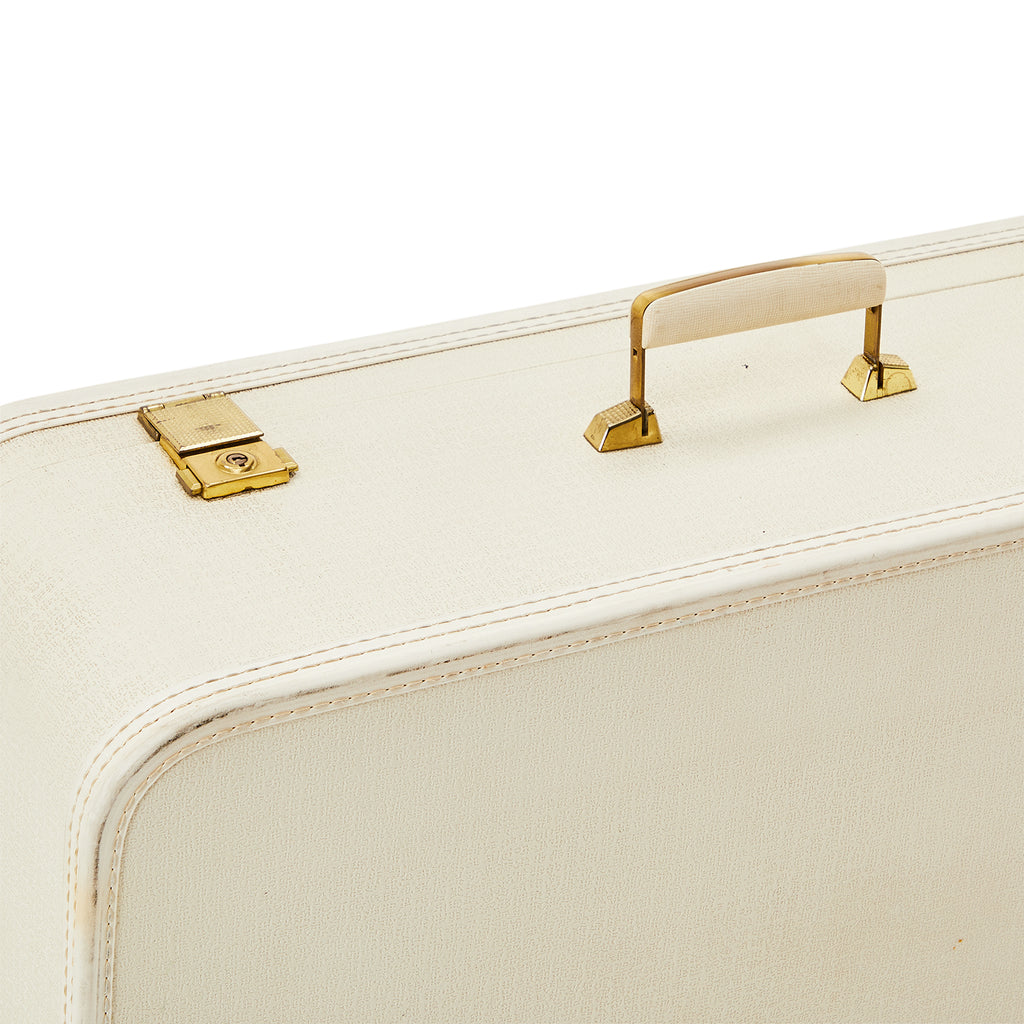 Medium White Leather Starline Suitcase