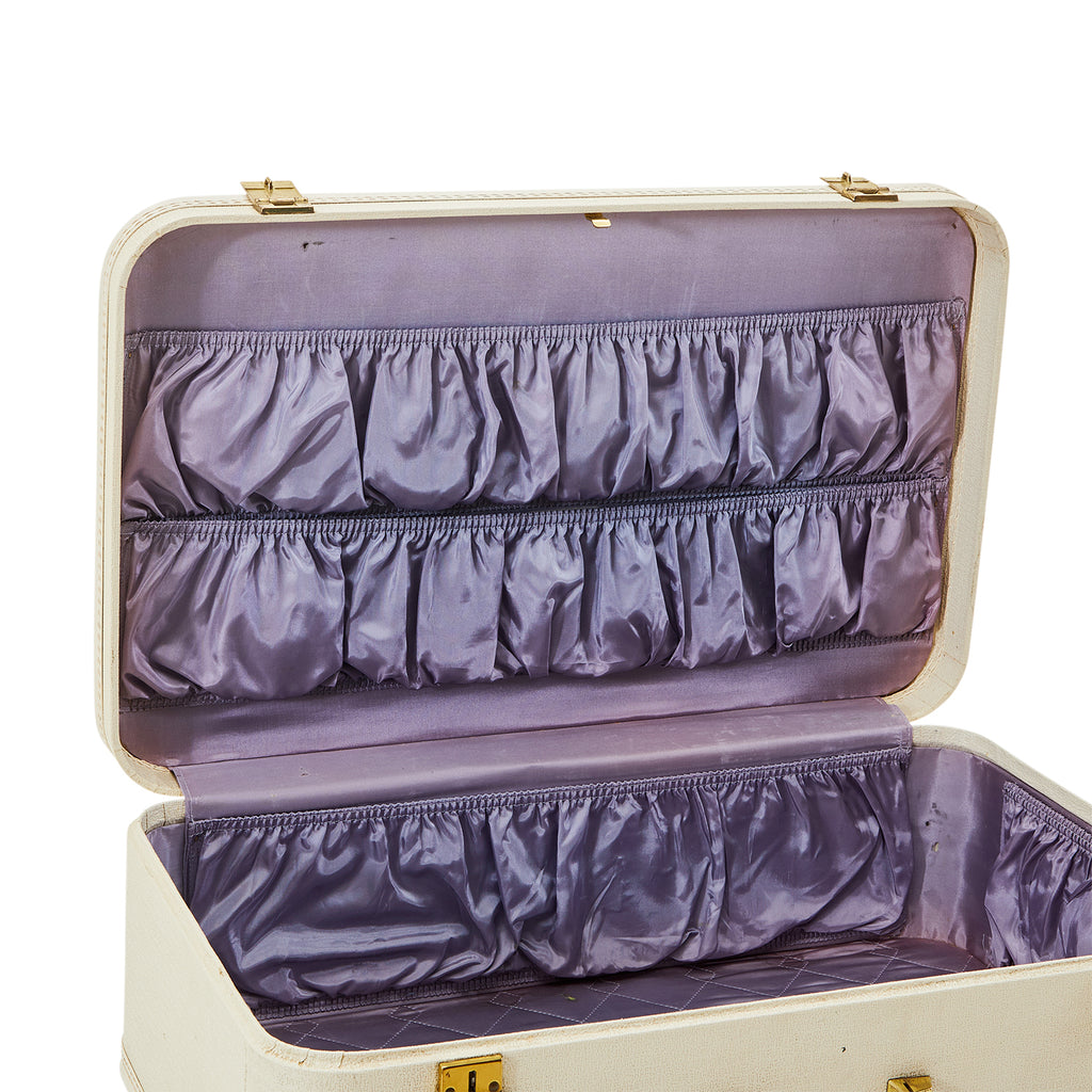Medium White Leather Starline Suitcase