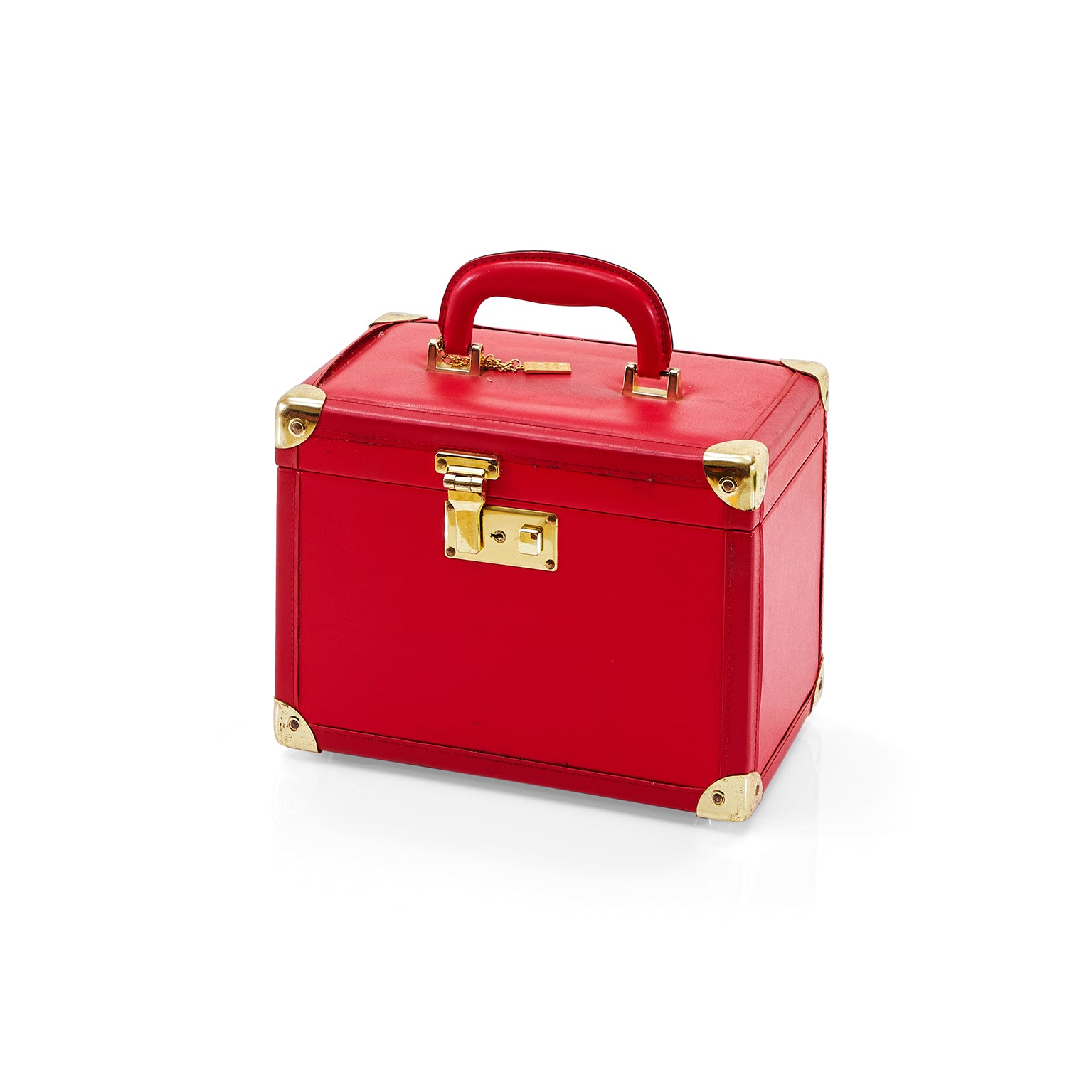 Small Red Leather Cosmetics Case - Gil & Roy Props