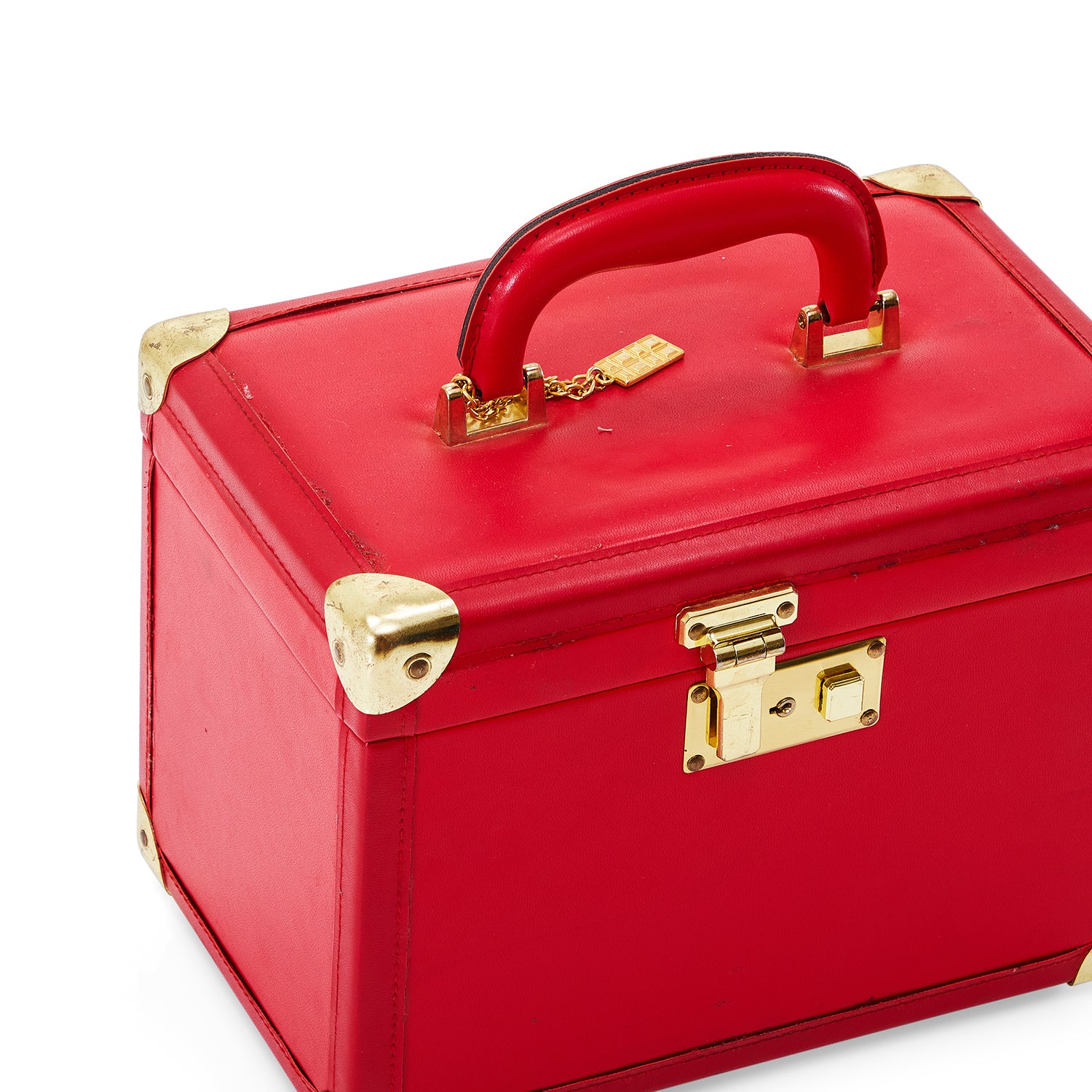 Small Red Leather Cosmetics Case - Gil & Roy Props