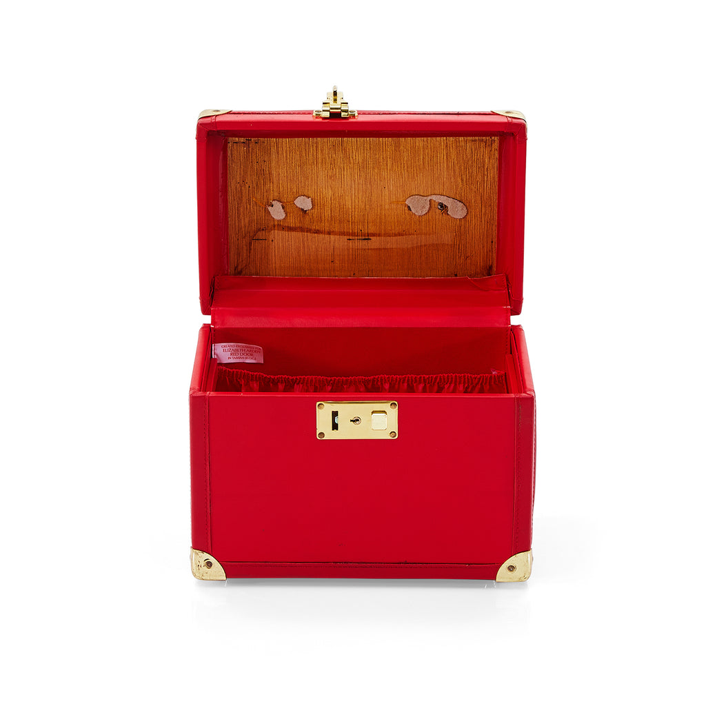 Small Red Leather Cosmetics Case