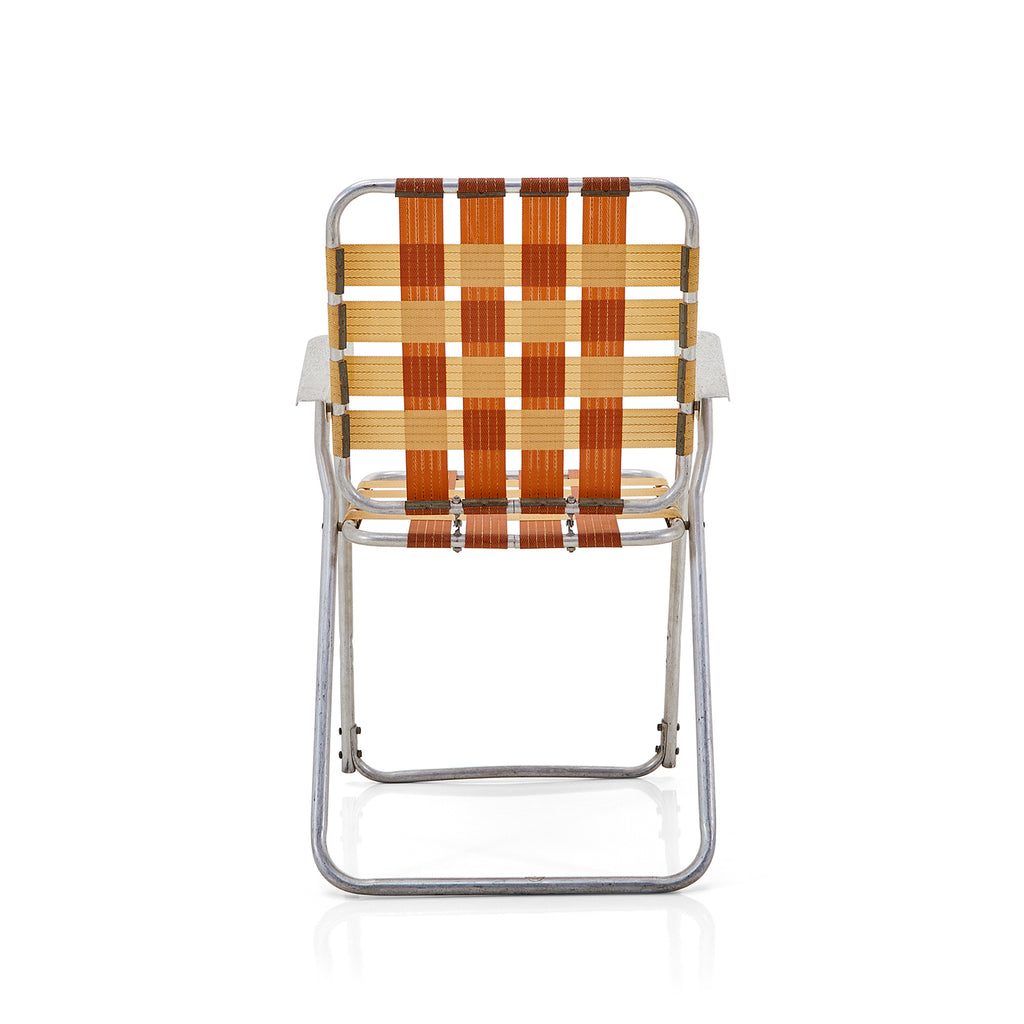 Brown and Tan Folding Lawn Chair