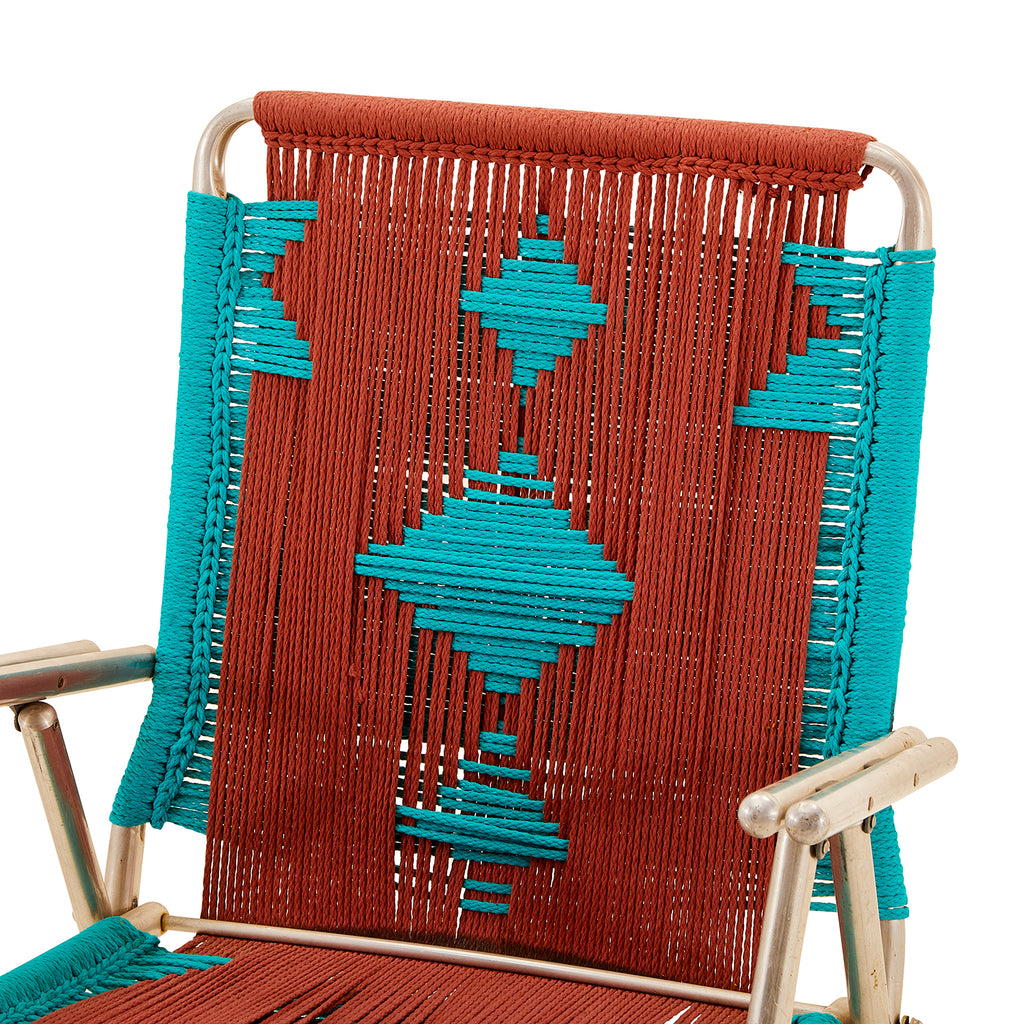 Orange & Blue Rope Southwestern Folding Lawn Chair