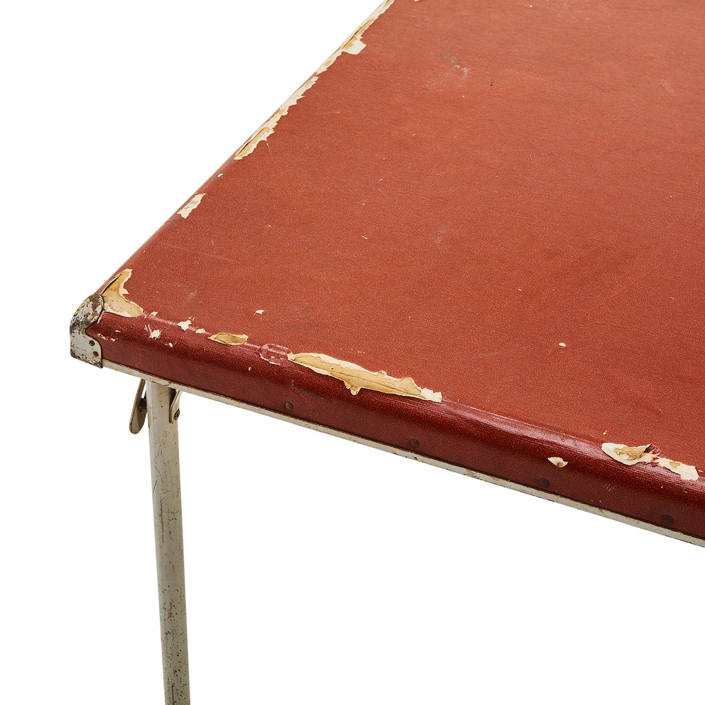 Red Weathered Vinyl Folding Card Table