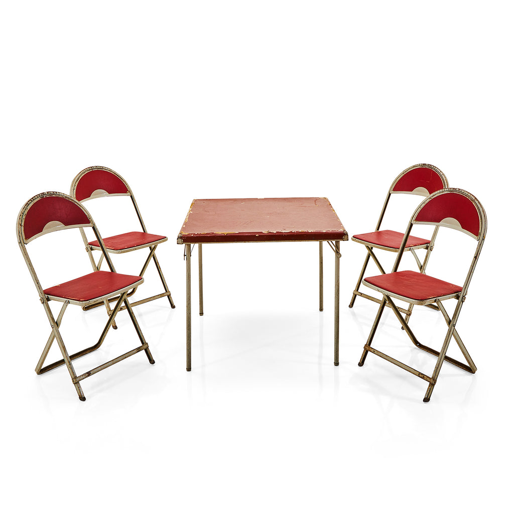 Red Folding Card Table Chair