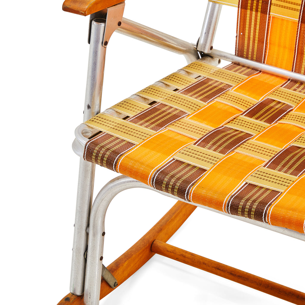 Orange & Brown Folding Lawn Rocking Chair