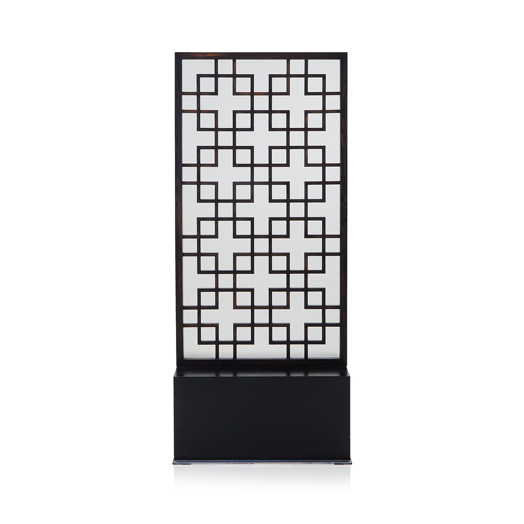 Dark Wood Frosted Pane Room Divider Screen