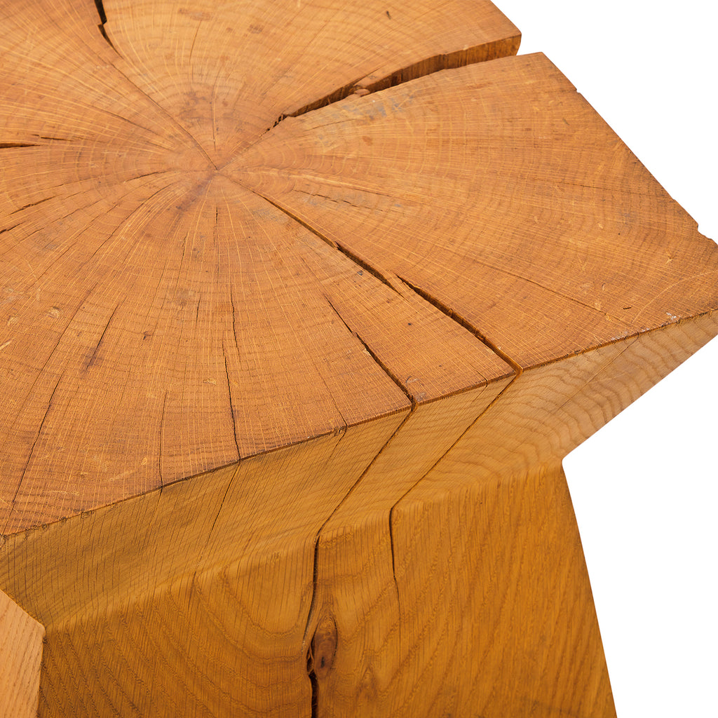 Square Wood Geometric Stool Pedestal Side Table