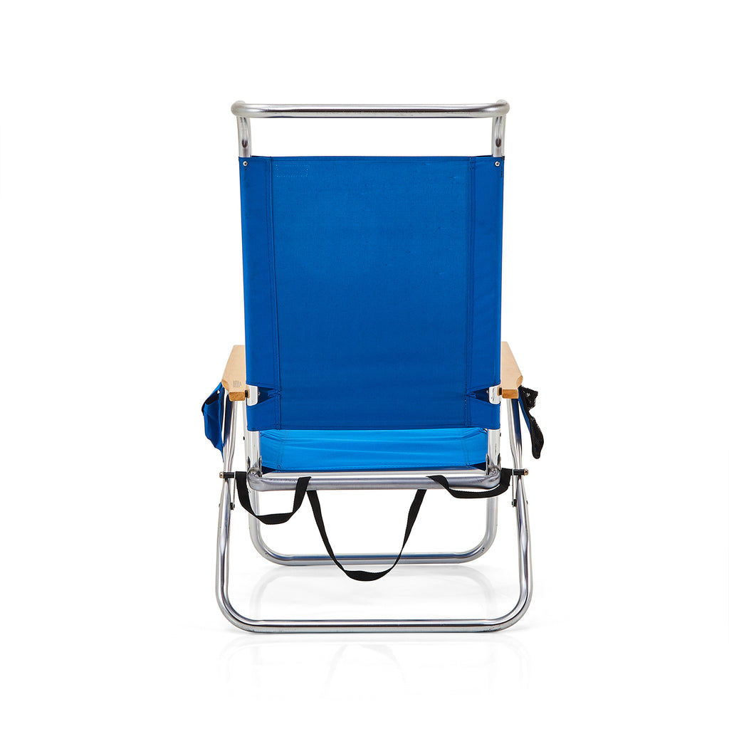 Blue Folding Outdoor Chair with Shade Flap