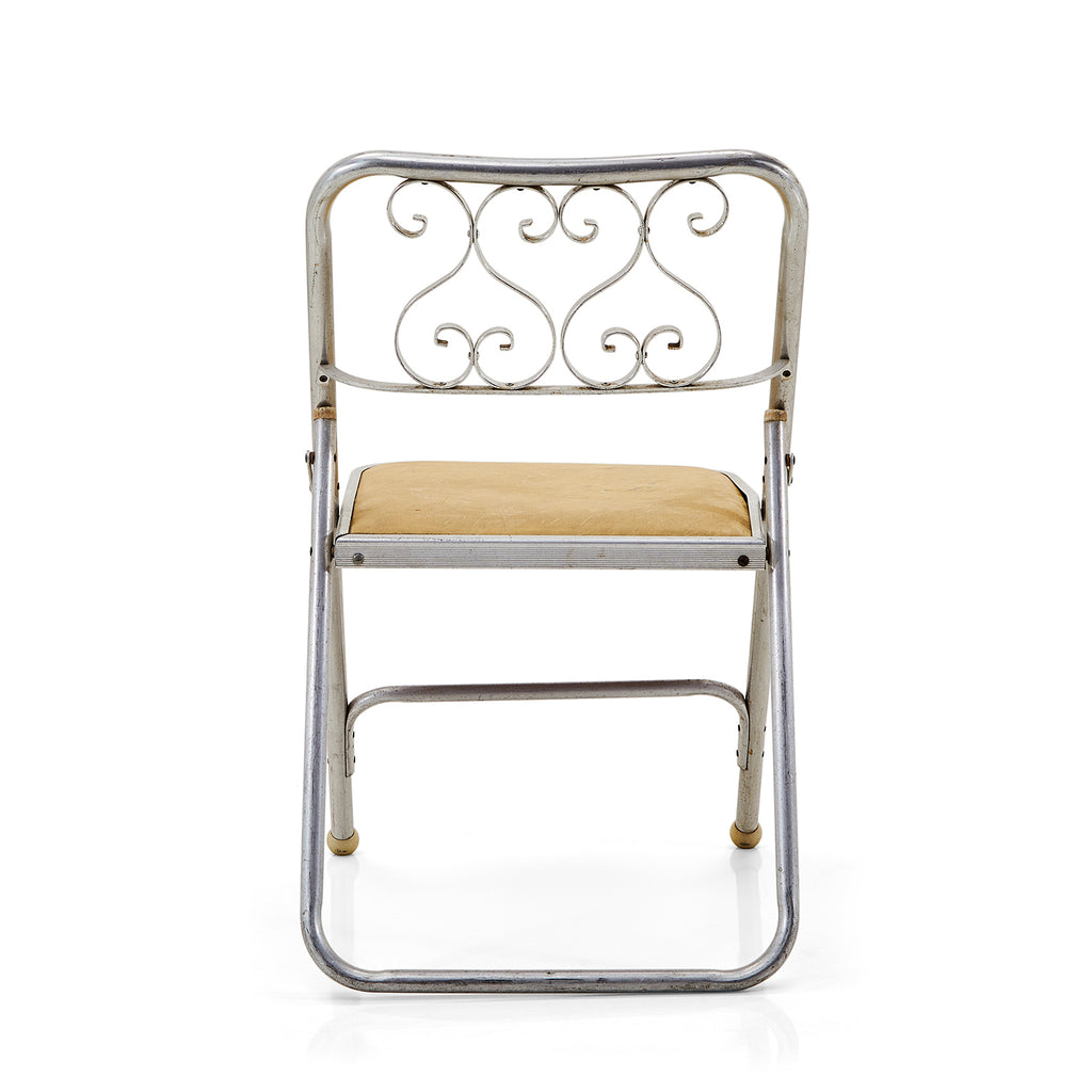 Silver & Tan Ornate Folding Chair