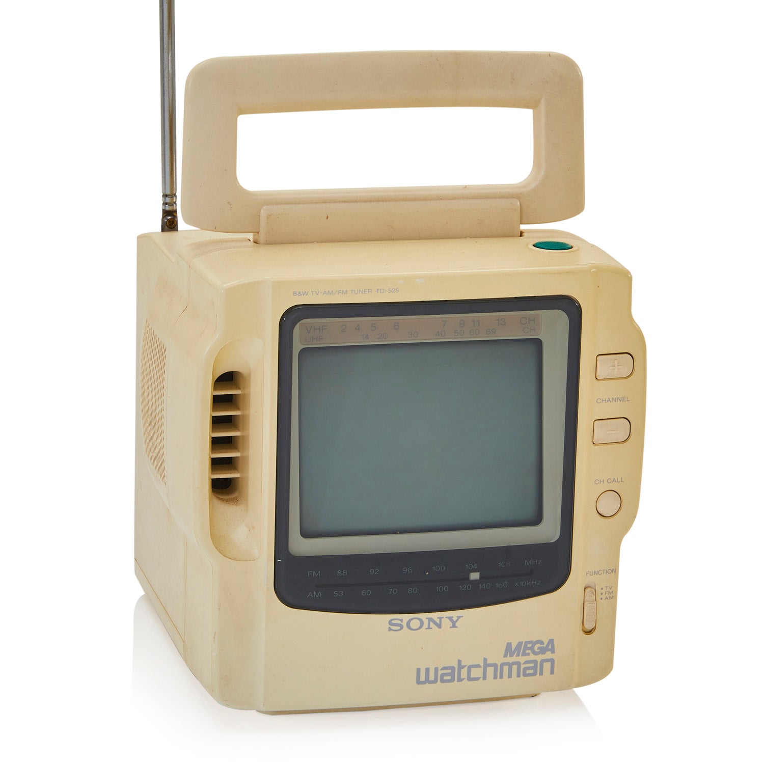 Sony Portable Cream TV with Single Pole Antenna & Handle